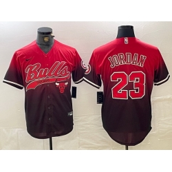 Men Chicago Bulls 23 Michael Jordan Red Black With Patch Cool Base Stitched Baseball jerseys 3