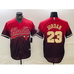 Men Chicago Bulls 23 Michael Jordan Red Black With Patch Cool Base Stitched Baseball jerseys 5