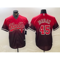 Men Chicago Bulls 45 Michael Jordan Red Black With Patch Cool Base Stitched Baseball jerseys