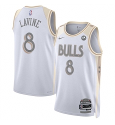 Men Chicago Bulls 8 Zach LaVine White 2024 25 City Edition Stitched Basketball Jersey