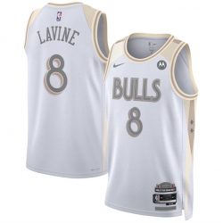 Men Chicago Bulls 8 Zach LaVine White 2024 25 City Edition Stitched Basketball Jersey