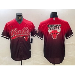 Men Chicago Bulls Red Black With Patch Cool Base Stitched Baseball jerseys