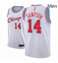 Men NBA 2018 19 Chicago Bulls 14 JaKarr Sampson City Edition White Jersey 