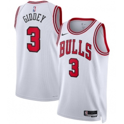 Men Nike Chicago Bulls Josh Giddey #3 Stitched Basketball Swingman Jersey White