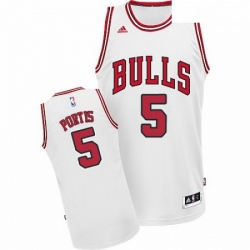 Mens Adidas Chicago Bulls 5 Bobby Portis Swingman White Home NBA Jersey 