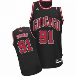 Mens Adidas Chicago Bulls 91 Dennis Rodman Swingman Black Alternate NBA Jersey