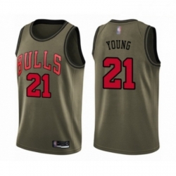 Mens Chicago Bulls 21 Thaddeus Young Swingman Green Salute to Service Basketball Jersey 