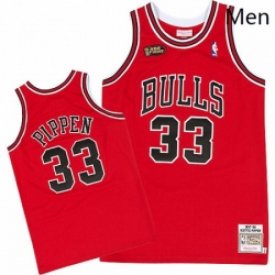 Mens Mitchell and Ness Chicago Bulls 33 Scottie Pippen Swingman Red Throwback NBA Jersey