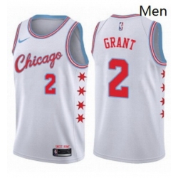 Mens Nike Chicago Bulls 2 Jerian Grant Swingman White NBA Jersey City Edition