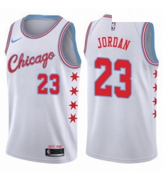 Mens Nike Chicago Bulls 23 Michael Jordan Authentic White NBA Jersey City Edition