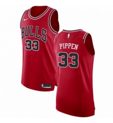 Mens Nike Chicago Bulls 33 Scottie Pippen Authentic Red Road NBA Jersey Icon Edition