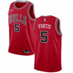 Mens Nike Chicago Bulls 5 Bobby Portis Swingman Red Road NBA Jersey Icon Edition 