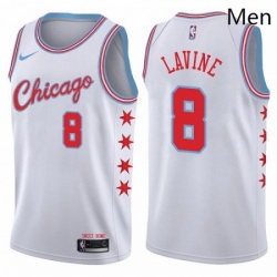 Mens Nike Chicago Bulls 8 Zach LaVine Authentic White NBA Jersey City Edition