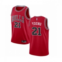 Womens Chicago Bulls 21 Thaddeus Young Authentic Red Basketball Jersey Icon Edition 