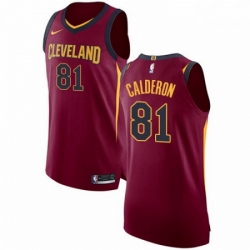 Mens Nike Cleveland Cavaliers 81 Jose Calderon Authentic Maroon Road NBA Jersey Icon Edition 