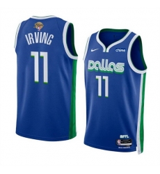 Men Dallas Mavericks 11 Kyrie Irving Blue 2024 Finals City Edition Stitched Basketball Jersey