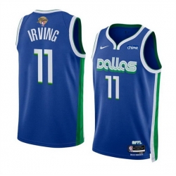 Men Dallas Mavericks 11 Kyrie Irving Blue 2024 Finals City Edition Stitched Basketball Jersey