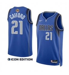 Men Dallas Mavericks 21 Daniel Gafford Blue 2024 Finals Icon Edition Stitched Basketball Jersey