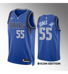 Men Dallas Mavericks 55 Derrick Jones Jr Blue Icon Edition Stitched Basketball Jersey