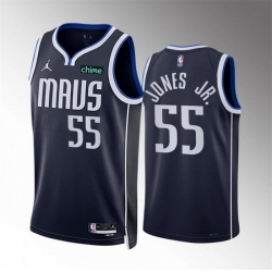Men Dallas Mavericks 55 Derrick Jones Jr Navy Statement Edition Stitched Basketball Jersey