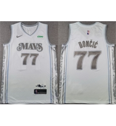 Men Dallas Mavericks 77 Luka Don u010Di u0107 White 2024 25 City Edition Stitched Basketball Jersey