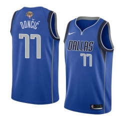 Men Dallas Mavericks 77 Luka Doncic Blue 2024 Finals Icon Edition Stitched Basketball Jersey