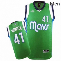 Mens Adidas Dallas Mavericks 41 Dirk Nowitzki Swingman Green NBA Jersey