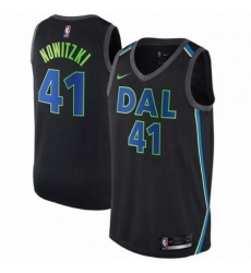 Mens Nike Dallas Mavericks 41 Dirk Nowitzki Swingman Black NBA Jersey City Edition