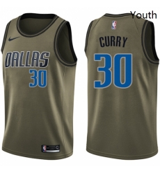 Youth Nike Dallas Mavericks 30 Seth Curry Swingman Green Salute to Service NBA Jersey 