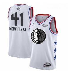 Youth Nike Dallas Mavericks 41 Dirk Nowitzki White NBA Jordan Swingman 2019 All Star Game Jersey