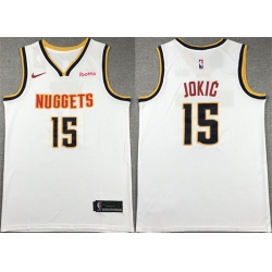 Men Denver Nuggets 15 Nikola Jokic White Stitched Basketball Jersey