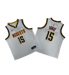 Youth Denver Nuggets 15 Nikola Jokic White Stitched Basketball Jersey