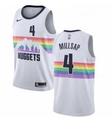 Youth Nike Denver Nuggets 4 Paul Millsap Swingman White NBA Jersey City Edition 