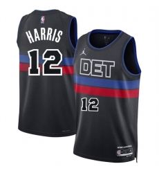 Men Detroit Pistons 12 Tobias Harris Black 2024 Statement Edition Stitched Basketball Jersey