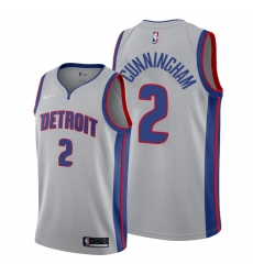 Men Detroit Pistons 2 Cade Cunningham Gray Jersey 2021 NBA Jersey