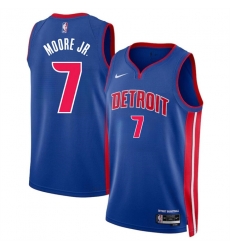 Men Detroit Pistons 7 Wendell Moore Jr Blue 2024 Icon Edition Stitched Jersey