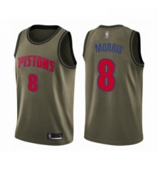 Mens Detroit Pistons 8 Markieff Morris Swingman Green Salute to Service Basketball Jersey 