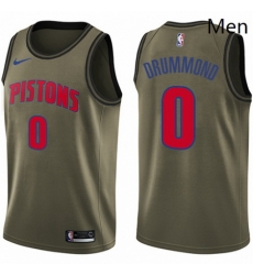 Mens Nike Detroit Pistons 0 Andre Drummond Swingman Green Salute to Service NBA Jersey