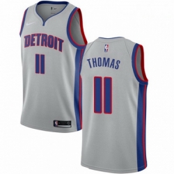 Mens Nike Detroit Pistons 11 Isiah Thomas Swingman Silver NBA Jersey Statement Edition