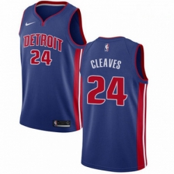 Mens Nike Detroit Pistons 24 Mateen Cleaves Swingman Royal Blue Road NBA Jersey Icon Edition