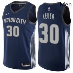 Mens Nike Detroit Pistons 30 Jon Leuer Authentic Navy Blue NBA Jersey City Edition 