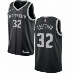 Mens Nike Detroit Pistons 32 Christian Laettner Swingman Black NBA Jersey City Edition