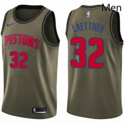 Mens Nike Detroit Pistons 32 Christian Laettner Swingman Green Salute to Service NBA Jersey