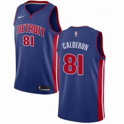 Mens Nike Detroit Pistons 81 Jose Calderon Swingman Royal Blue NBA Jersey Icon Edition 