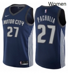 Womens Nike Detroit Pistons 27 Zaza Pachulia Swingman Navy Blue NBA Jersey City Edition 