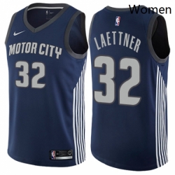 Womens Nike Detroit Pistons 32 Christian Laettner Swingman Navy Blue NBA Jersey City Edition