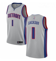 Youth Nike Detroit Pistons 1 Reggie Jackson Swingman Silver NBA Jersey Statement Edition