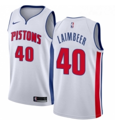 Youth Nike Detroit Pistons 40 Bill Laimbeer Authentic White Home NBA Jersey Association Edition