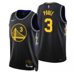 Men Golden State Warriors 3 Jordan Poole 2021 22 City Edition Black 75th Anniversary Stitched Basketball Jersey