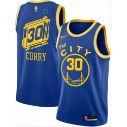 Men Warriors 30 Stephen Curry Blue City Edition Nike Swingman Jersey